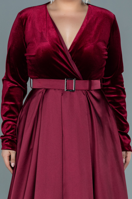 Burgundy Long Plus Size Evening Dress ABU2615