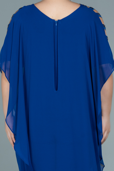 Sax Blue Chiffon Plus Size Evening Dress ABT080