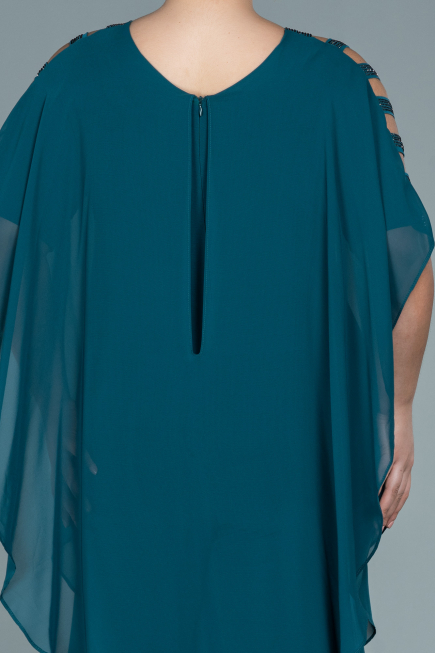 Emerald Green Chiffon Plus Size Evening Dress ABT080