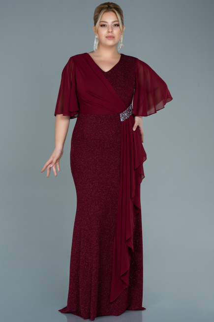 Long Burgundy Plus Size Evening Dress ABU2651