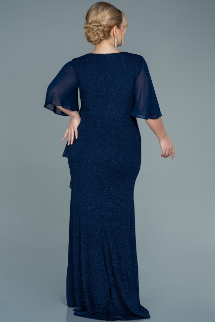 Long Navy Blue Plus Size Evening Dress ABU2651