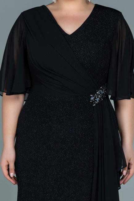 Long Black Plus Size Evening Dress ABU2651