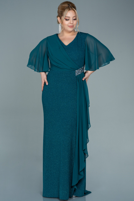 Long Emerald Green Plus Size Evening Dress ABU2651