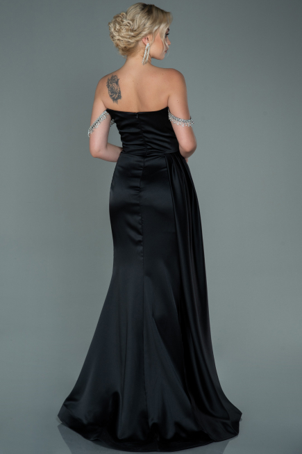 Long Black Satin Evening Dress ABU2618