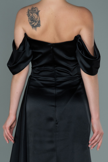 Long Black Satin Evening Dress ABU2661