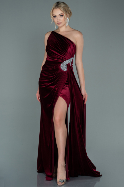Long Burgundy Velvet Evening Dress ABU2626