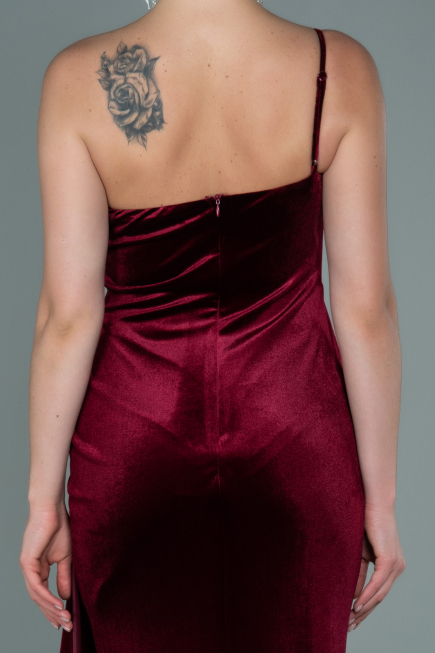 Long Burgundy Velvet Evening Dress ABU2626