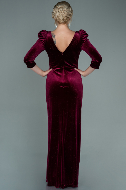 Long Burgundy Velvet Evening Dress ABU2653