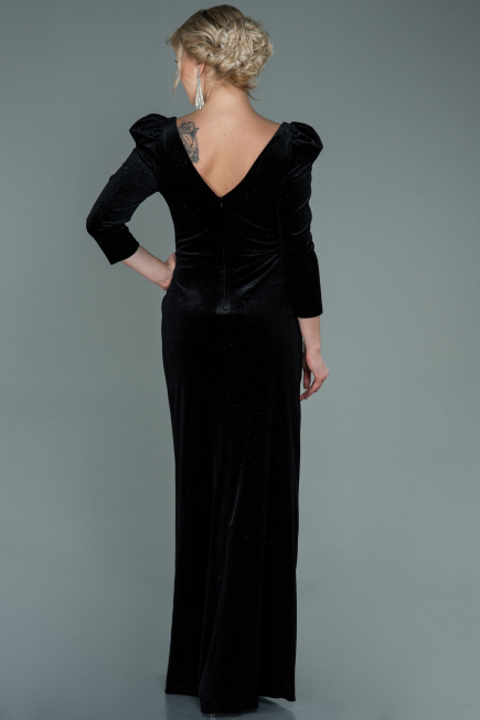 Long Black Velvet Evening Dress ABU2653
