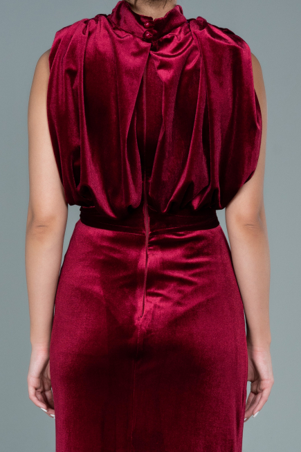 Long Burgundy Velvet Evening Dress ABU2668