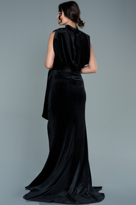 Long Black Velvet Evening Dress ABU2668