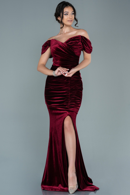 Long Burgundy Velvet Evening Dress ABU2672