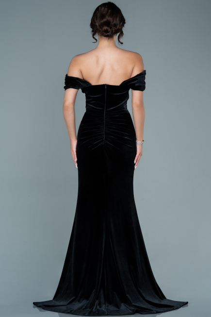 Long Black Velvet Evening Dress ABU2672