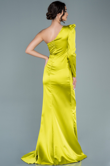 Long Pistachio Green Satin Evening Dress ABU2676