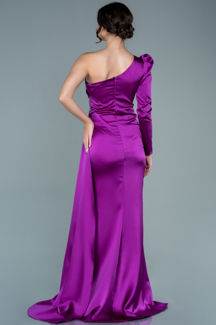 Long Violet Satin Evening Dress ABU2676