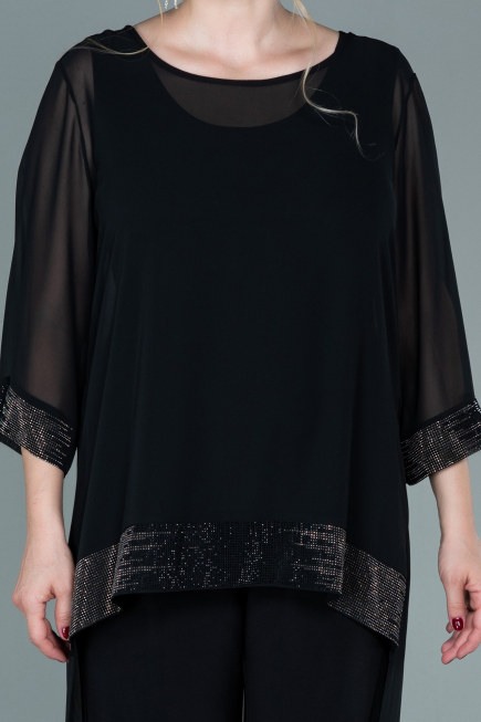 Long Black Chiffon Evening Dress ABT083