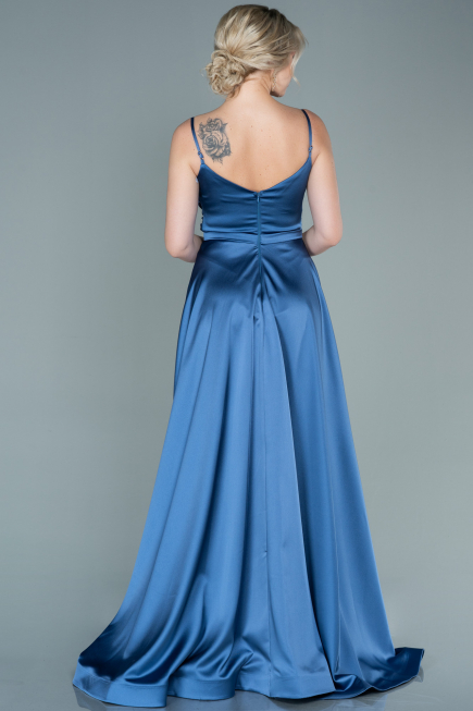 Indigo Long Satin Evening Dress ABU1601