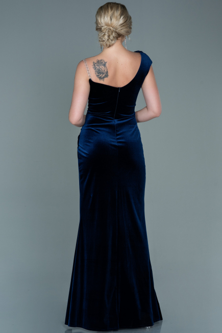 Long Navy Blue Velvet Evening Dress ABU2687