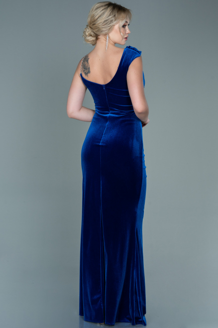 Long Sax Blue Velvet Evening Dress ABU2687