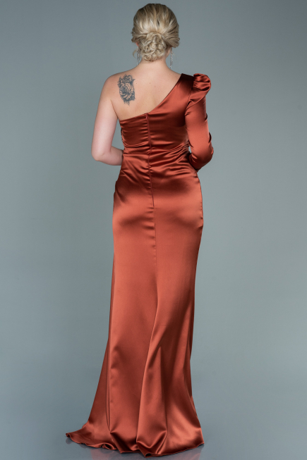 Long Brick Satin Evening Dress ABU2676