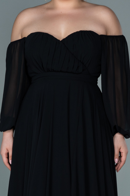 Black Long Chiffon Oversized Evening Dress ABU2597