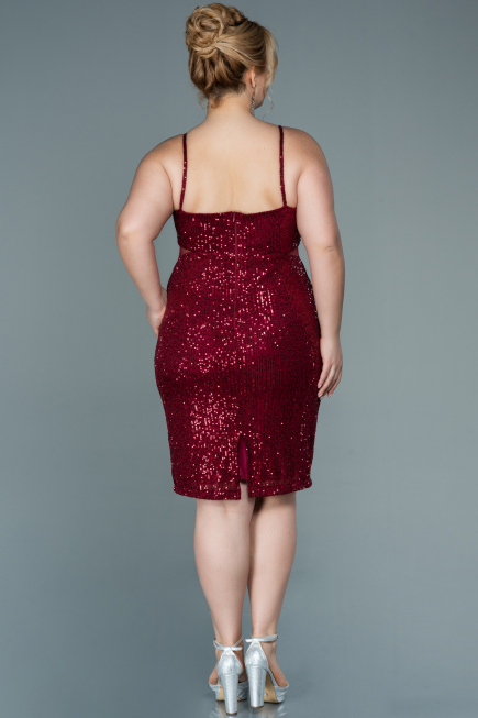 Short Burgundy Plus Size Evening Dress ABK1539