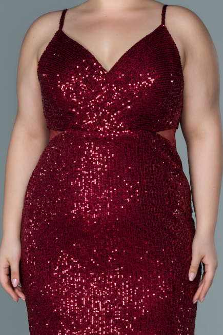 Short Burgundy Plus Size Evening Dress ABK1539