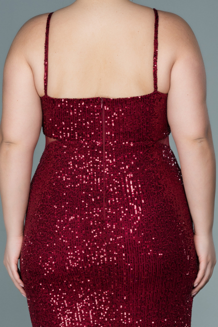 Short Burgundy Plus Size Evening Dress ABK1539