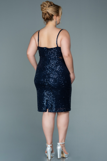 Short Navy Blue Plus Size Evening Dress ABK1539