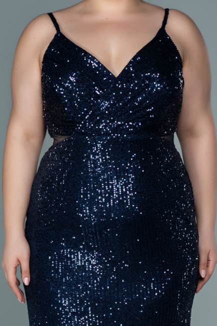 Short Navy Blue Plus Size Evening Dress ABK1539