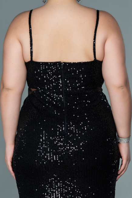 Short Black Plus Size Evening Dress ABK1539
