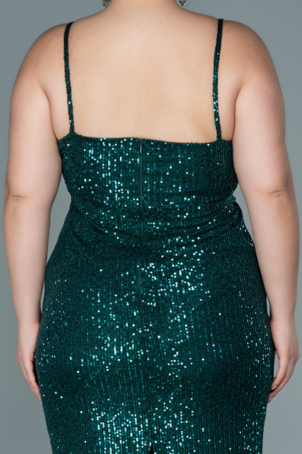 Short Emerald Green Plus Size Evening Dress ABK1539