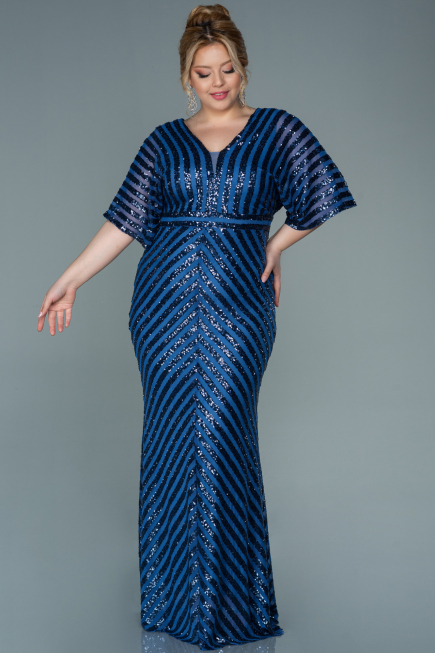 Indigo Long Plus Size Evening Dress ABU2309