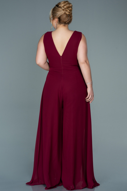 Single Shoulder Knee-length Chiffon Dresses Burgundy Plus Size