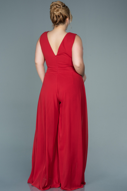 Red Chiffon Plus Size Evening Dress ABT082