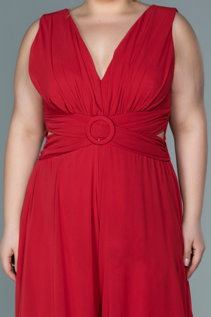Red Chiffon Plus Size Evening Dress ABT082