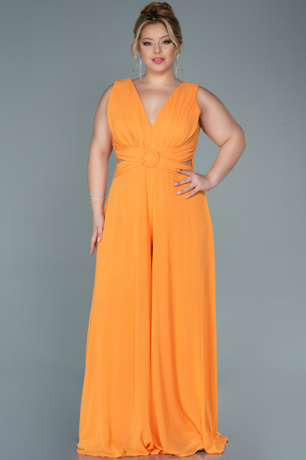 Orange Chiffon Plus Size Evening Dress ABT082
