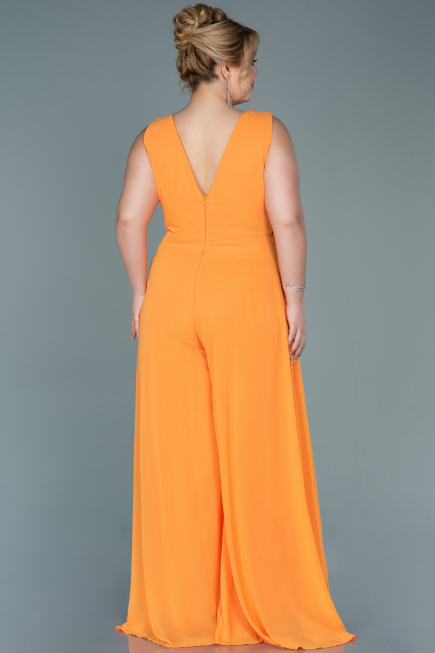 Orange Chiffon Plus Size Evening Dress ABT082