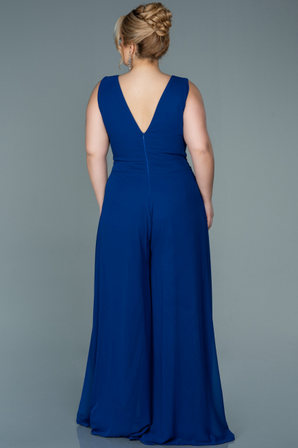 Sax Blue Chiffon Plus Size Evening Dress ABT082