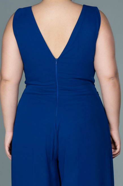 Sax Blue Chiffon Plus Size Evening Dress ABT082