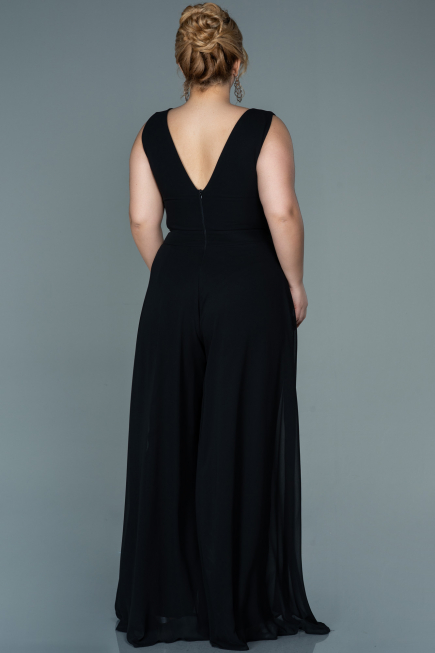 Black Chiffon Plus Size Evening Dress ABT082