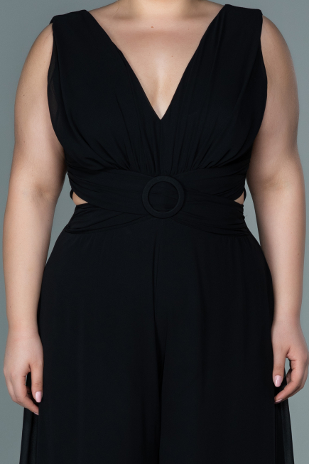 Black Chiffon Plus Size Evening Dress ABT082