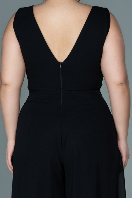 Black Chiffon Plus Size Evening Dress ABT082