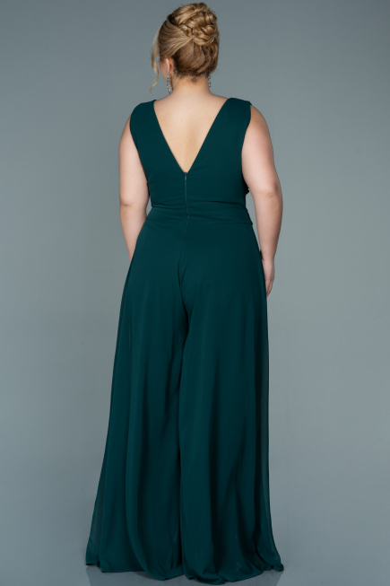 Emerald Green Chiffon Plus Size Evening Dress ABT082