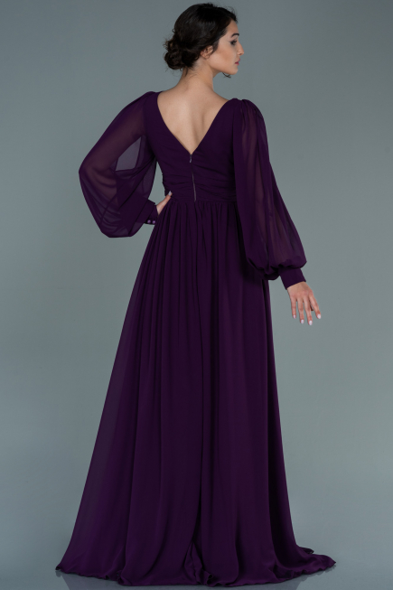 Purple Long Chiffon Evening Dress ABU1702