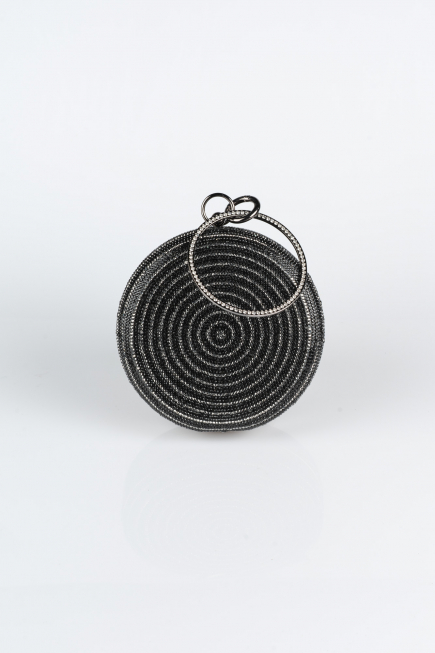 Black Plaster Fabric Box Bag V371