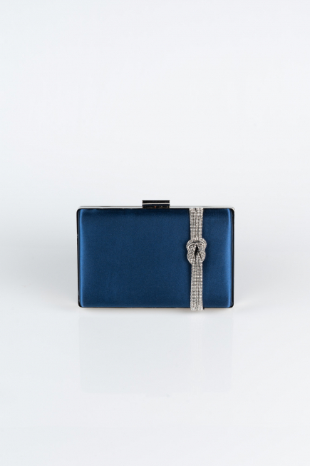 Navy Blue Satin Box Bag VT9275
