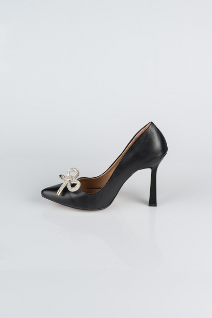 Black Leather Stiletto AB1095