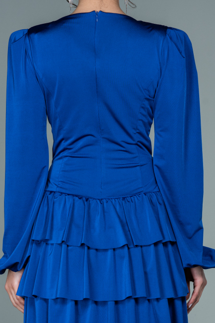 Short Sax Blue Satin Invitation Dress ABK1561