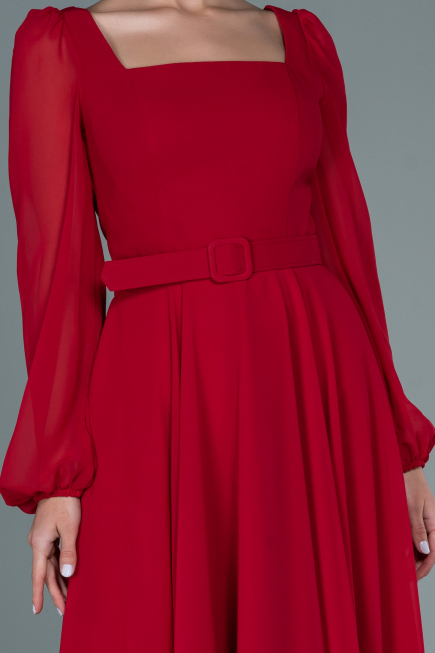 Red Midi Chiffon Invitation Dress ABK1441